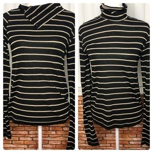ZARA | black and gold striped top